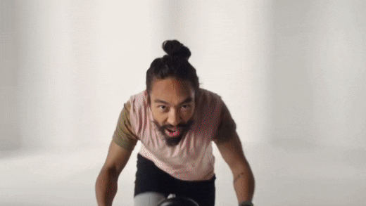 Apple Watch Advertisement showing people doing yoga, running, cycling, and rowing