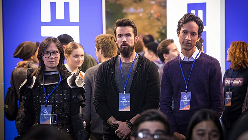 A group at a conference, looking to network.