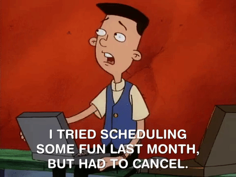 Boy trying to figure out his schedule.