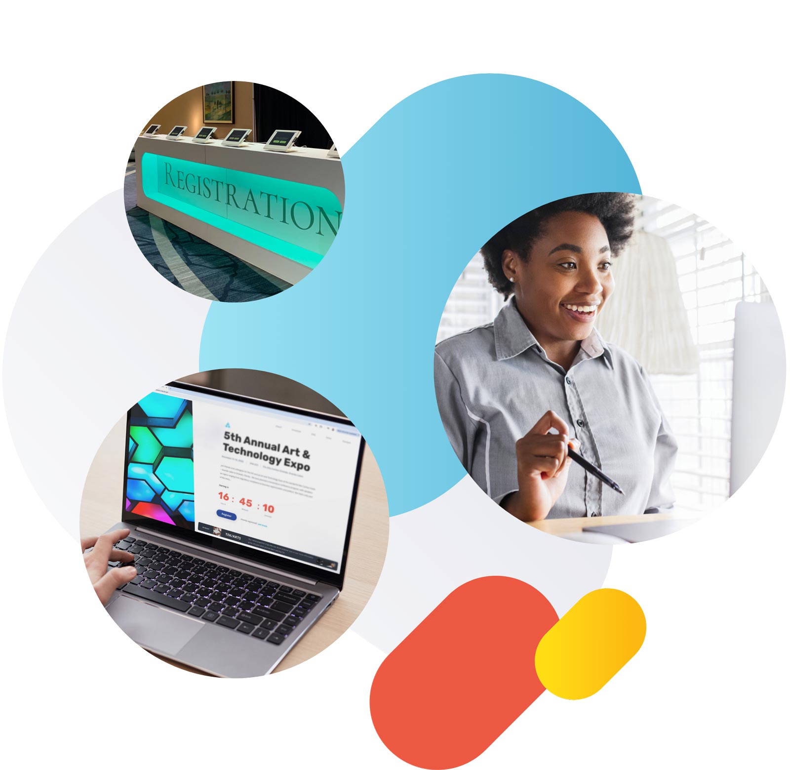 Person using Expo Pass event registration software and sign-up form