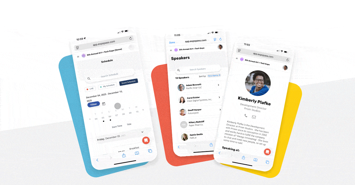 Expo Pass Mobile Event Web App Screenshots