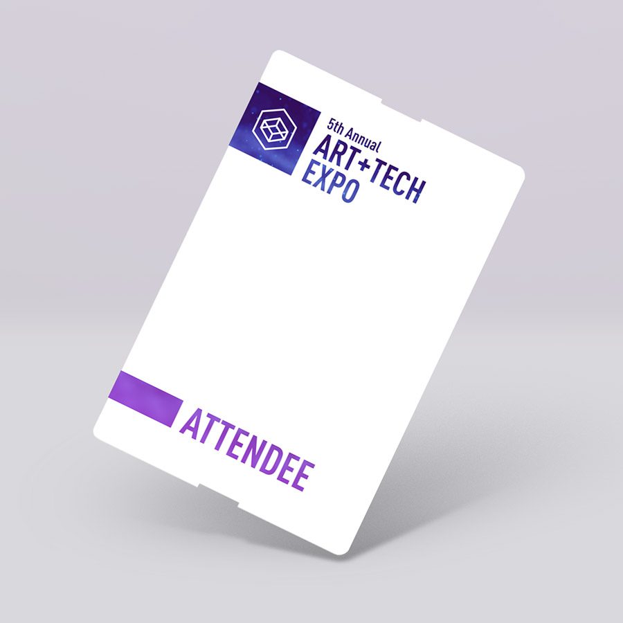 Event badge shell with space for attendee info