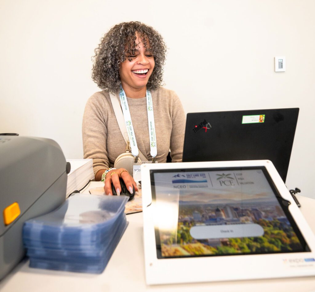 NCEO Check-in and badge printing station at the Annual Conference 2025