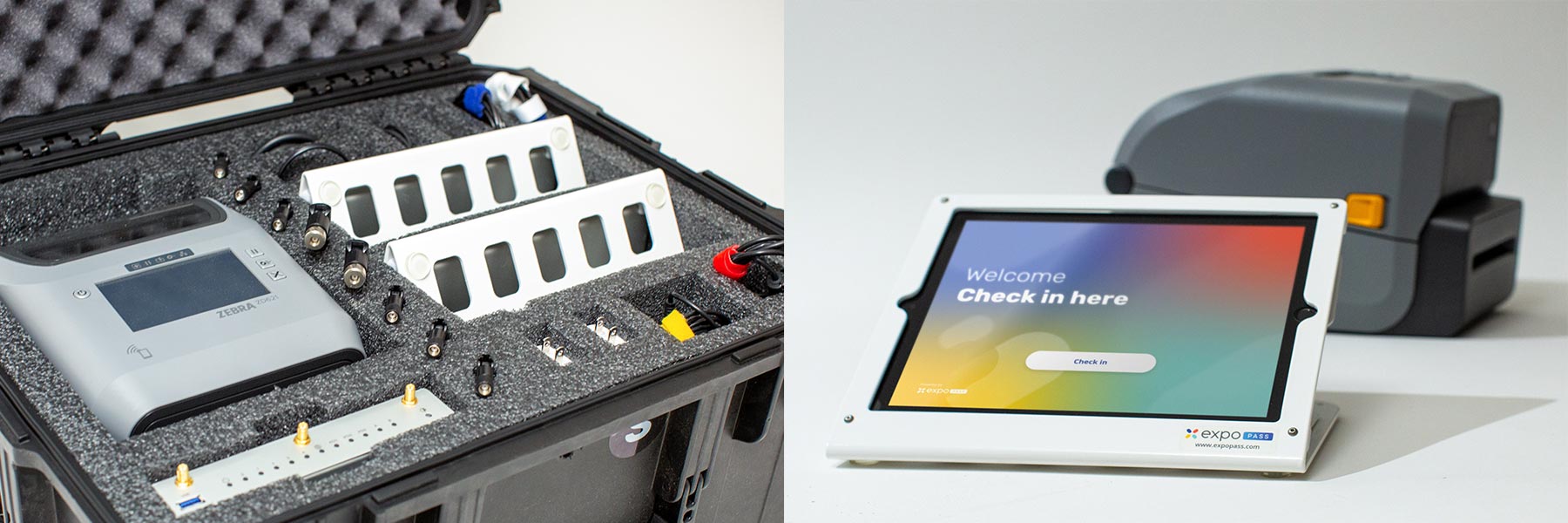 Onsite badge printing kit and setup with iPad kiosk and Zebra printer