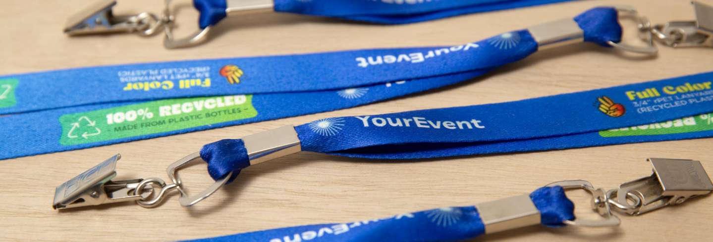 Event badge lanyards - Custom rPET printing